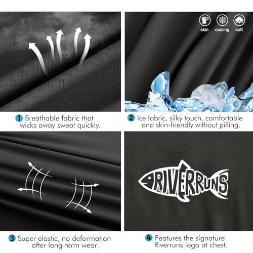 Riverruns Fishing Shirt for Men Short Sleeve UPF 50+ Sun Protection Swim T-Shirt Rash Guard Water Beach Tee