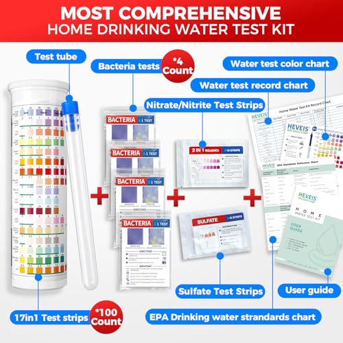 21-in-1 Home Drinking Water Testing Kit - 120 Strips + 4 Bacteria Tests - Tap and Well Water Test Kit, Easy to Test and Re...