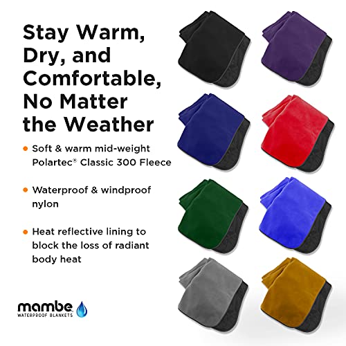 Mambe Extreme Weather Outdoor Blanket - Burgundy, Large - 100% Waterproof and Windproof, Soft Warm Polarfleece with Durabl...