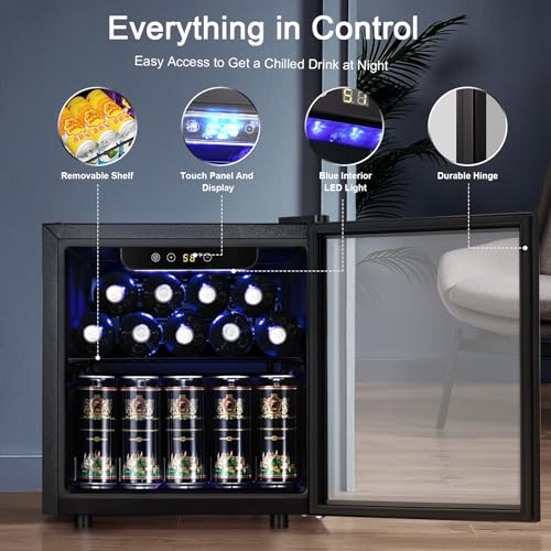 Antarctic Star 12 Bottle 48 Can Beverage Refrigerator Cooler - Mini Fridge Glass Door for Beer Soda Drinks or Wine,Freesta...