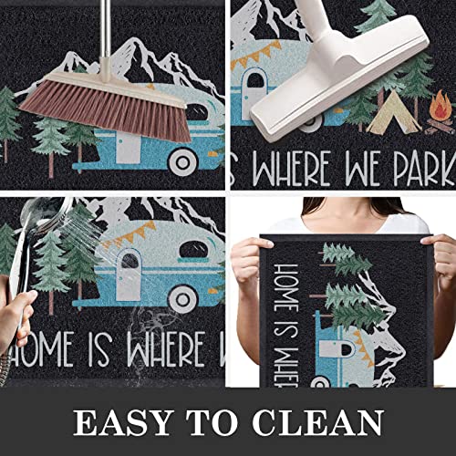 comfoyar Camper RV Door Mat, Home is Where We Park It Camping Door Mat for Campervan Caravan Motorhomes, Decorative Camp D...