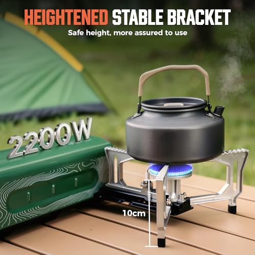 BIG HORN OUTDOORS Butane Camping Stove, Portable Folding Gas Burner with Carry Bag for Camping, Emergency Use and Outdoor ...