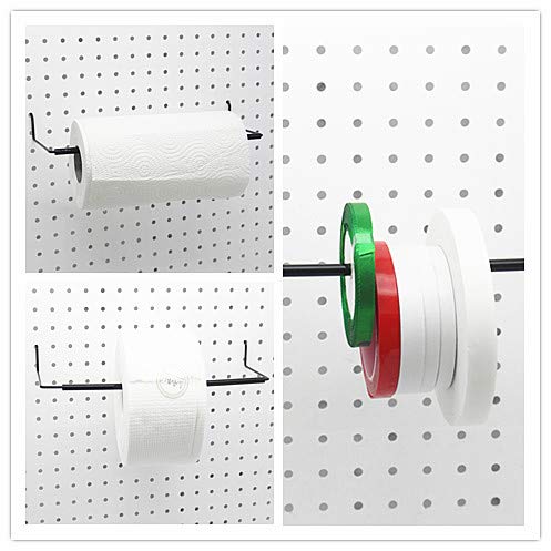 Paper Towel Holder for Pegboard, Extendable, Fit Any Standard Pegboard, Peg Board Organization Accessory Hook for Workshop, Garage, Kitchen, Laundry Room, Bathroom 2 Packs, Black (2 PCS)