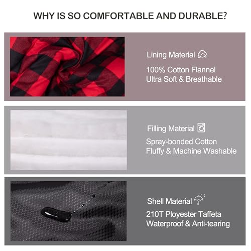 HiZYNICE Cold Weather Sleeping Bag 100% Cotton Flannel XXL for Adults Big and Tall,Free Compression Sack