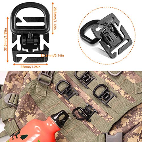 Molle Backpack Attachments Kit of 28 Accessories, D-Ring Grimloc Locking Gear Clip Web Dominator Elastic Strings Strap