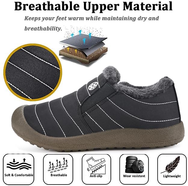 Womens Mens Snow Boots Winter Shoes Slip On Ankle Booties Anti-Slip Water Resistant Fully Fur Lined Outdoor Sneakers
