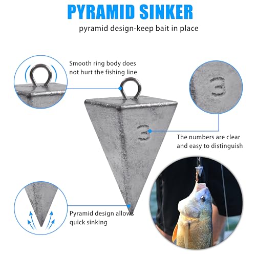 Saltwater Surf Fishing Tackle Kit - Saltwater Surf Fishing Rigs Include Wire Leader Pyramid Sinker Weight Bass Casting Sin...