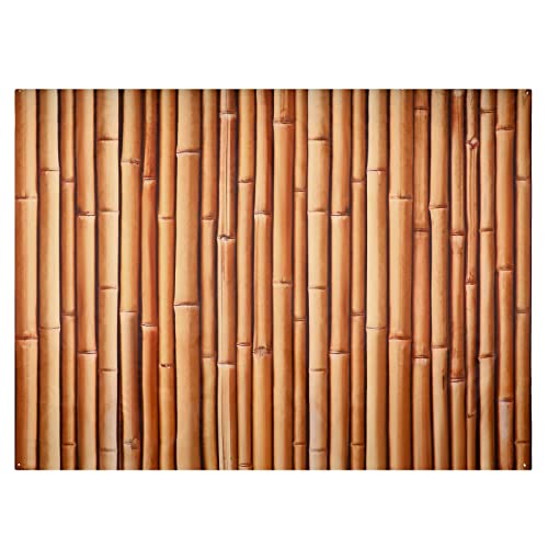 Buryeah Bamboo Wall Panel, Natural Bamboo Backdrop, Interior Wall Decoration Tiki Photo Backdrop Summer Hawaiian Beach Pol...