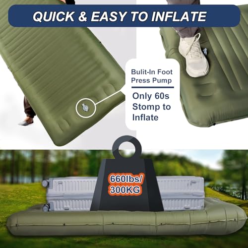 Origem Self Inflating Sleeping Pad for Camping, 5.5 Inch Ultra-Thick Camping Mat with Built-in Pump, Outdoor Ultralight Sl...