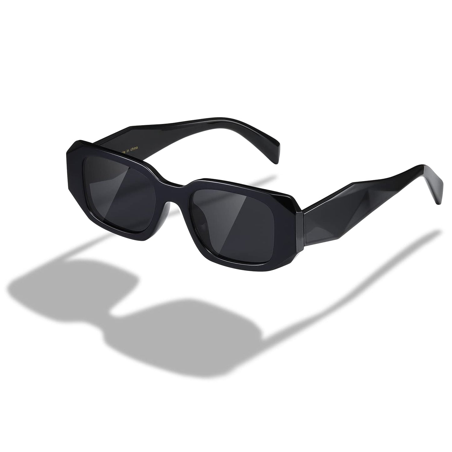 kimorn Rectangle Sunglasses for Women Men Trendy Retro Trendy Sun Glasses 90’s Vintage Square Frame K1307 (Black)