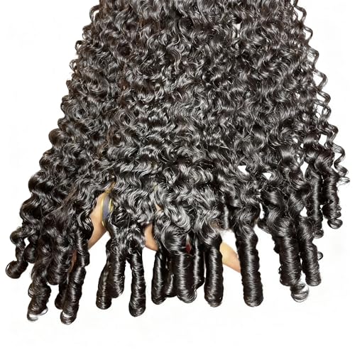 Burmese Curly Bundles Human Hair 16 18 20 Inch 3 Bundles 3C4A Water Wave Human Hair Wet and Wavy 100% Unprocessed Brazilian Virgin Hair Bundles Quick Weave for Women Natural Black