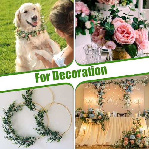 100 Pcs Mixed Eucalyptus Stems Bulk, 4 Style Artificial Silver Dollar Eucalyptus Leaves for Wedding Centerpieces, Faux Gre...