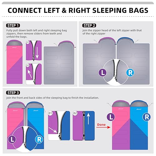 Clostnature Sleeping Bag for Adults and Kids - Lightweight Camping Sleeping Bag for Girls, Boys, Youths, Ultralight Backpa...