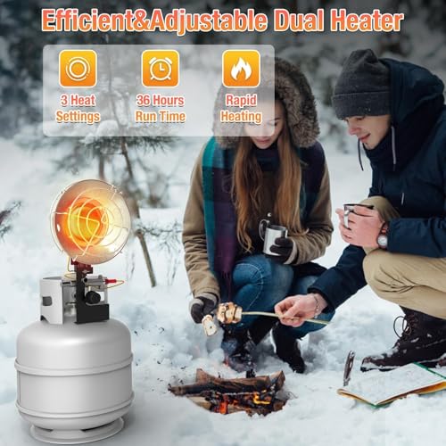 Karveden Outdoor Propane Heater, 15,000 BTU Portable Heater with 3 Heating Modes, Camping with Shut-off Valve and Tip-over...
