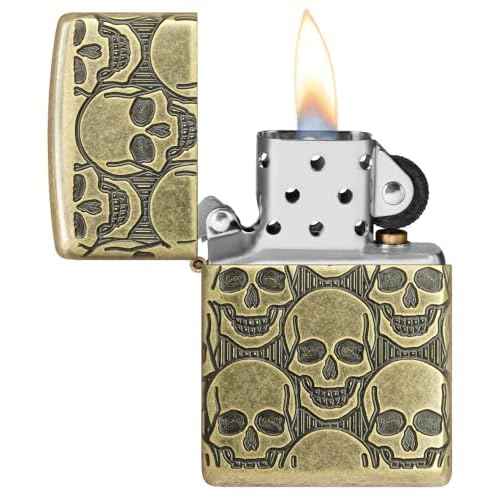 Zippo Cackling Cranium Design Armor Antique Brass Pocket Lighter