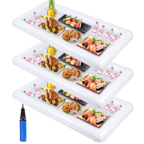 jollylife 3PCS Inflatable Cooler Serving Bars Pool Party Blow Up Coolers Food Holder Ice Tray BBQs, Picnics,Buffets Indoor...