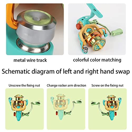 Cosych Macaron Metal Fishing Reel, Metal Spinning Reel, Smooth Operation, Interchangeable Left and Right Hands