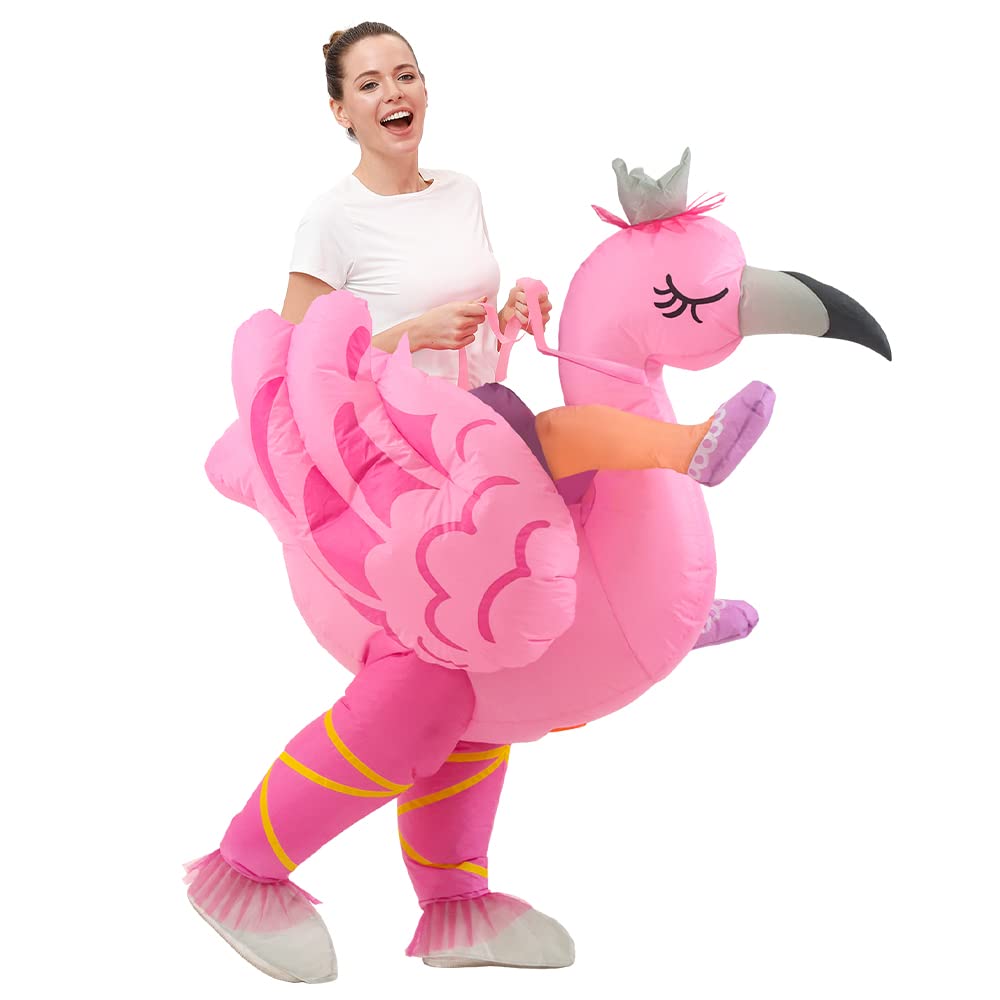 KOOY Inflatable Flamingo Costume Adult, Inflatable Costumes Women Men, Pink Flamingo Funny Suit Blow Up Costume for Adults, Party Halloween Costumes