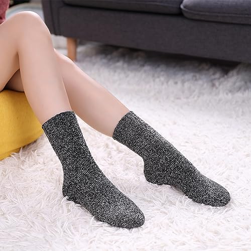 LINEMIN Wool Socks for Women Winter Warm Hiking Thick Warm Cozy Boot Crew Gift Socks 5 Pairs