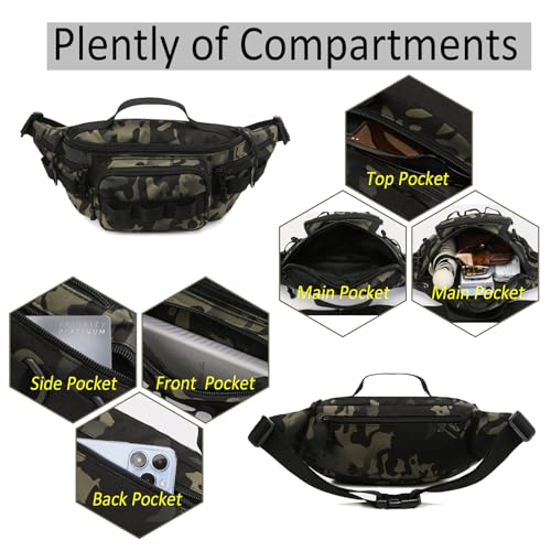 Tactical Fanny Pack,Small Fishing Tackle Bag Water-Resistant Military Waist Bags Portable Fishing Storage Waist Packs for ...