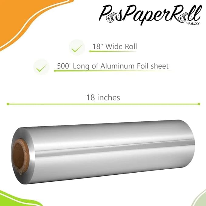 Commercial Heavy Duty Aluminum Foil Roll, 18 Inches x 500 Feet