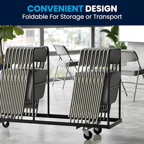 Flash Furniture Hercules Series Metal Folding Chairs with Cushioned Seats, Fabric Upholstered Event Chairs, Set of 2, Gray