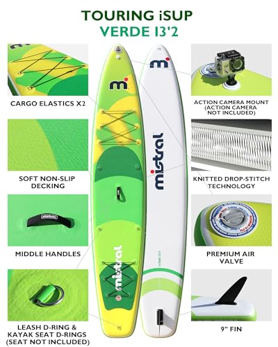 Mistral Stand Up Inflatable Paddle Board Racing & Touring Board 13'2"/ 14' Race Board, Backpack with Wheels, Durable ISUP ...