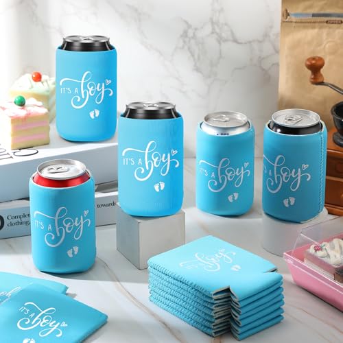 Mifoci 50 Pcs Baby Shower Decorations It's a boy blue Party Can Cooler Beer Sleeves for Gender Reveal Party Favors Baby Ca...