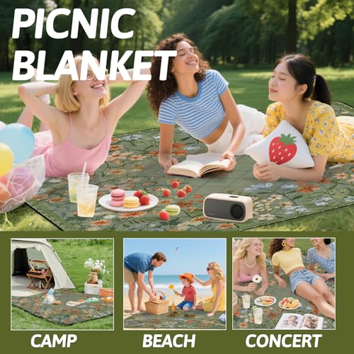 MUGINYU 80"x80"Picnic Beach Blanket Waterproof Extra Large Outdoor SandProof,3-Layer Fabric Picnic Mat Washable Foldable &...