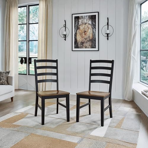 Signature Design by Ashley Wildenauer Armless Dining Chair, Set of 2, Ladderback Design, 19" W x 23.25" D x 39" H, Black &...