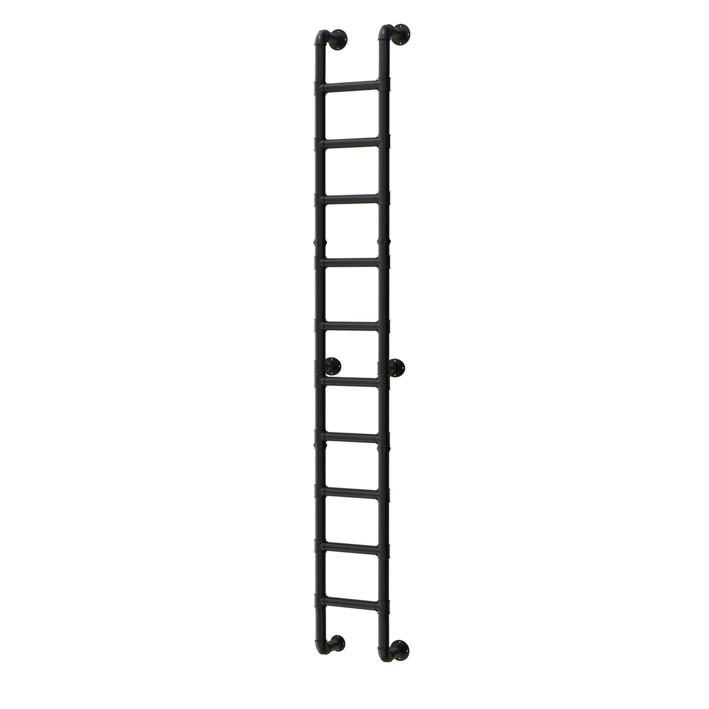 10 Rung Wall Mounted Ladder Heavy Duty 450lbs Capacity, 10FT Steel Pipe Fire Escape Ladder for Egress Window & Basement, Industrial Wall/Floor-Mounted Loft
