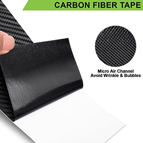 Spurtar Carbon Fiber Wrap Black Vinyl Wrap for Cars, 3 Inch x 20 ft Universal Chrome Delete Dry Carbon Fiber Tape Door Edg...
