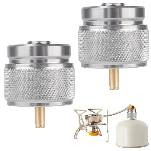 2pcs Camping Stove Adapter, Outdoor Cylinder LPG Canister Adapter Camp Fuel Gas Converter for Backpacking Stove Portable B...