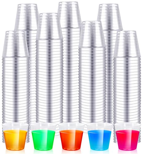 Enjamyo 500 Pack 1.5oz Plastic Shot Glasses,Mini Disposable Cups,Clear Plastic Shot Cups,Small Party Cups Tasting Cups for...