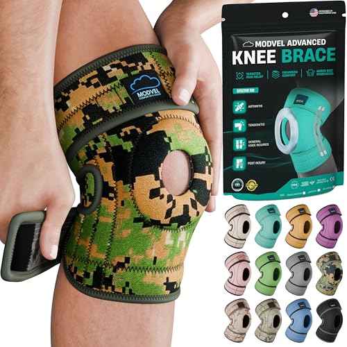 MODVEL ELITE Knee Brace for Women & Men with Side Stabilizers, Patella Gel Pads Brace for Meniscus Tear for Maximum Knee Pain Support - ACL Knee Braces for Running, Workout, Arthritis & Joint Recovery