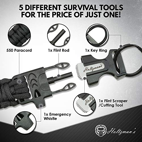 Ultimate 5-in-1 Paracord Keychain with Carabiner for Camping, Fishing, Hunting & Outdoor Emergencies | Multipurpose Surviv...