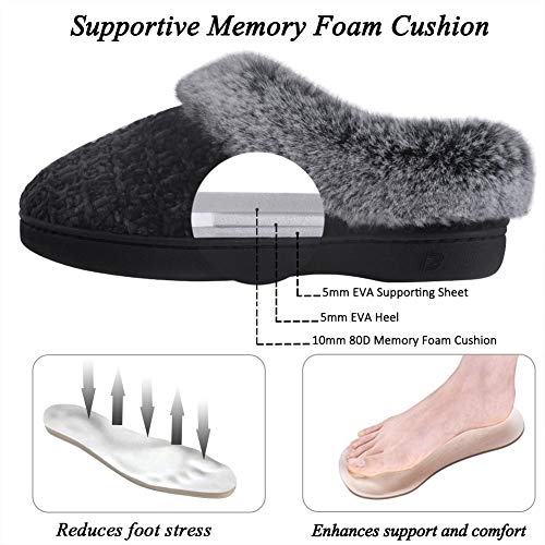 DL Women's Memory Foam Moccasin Slippers Micro Suede with Breathable Faux Fur Lining Slip On House Shoes Micro Indoor & Ou...