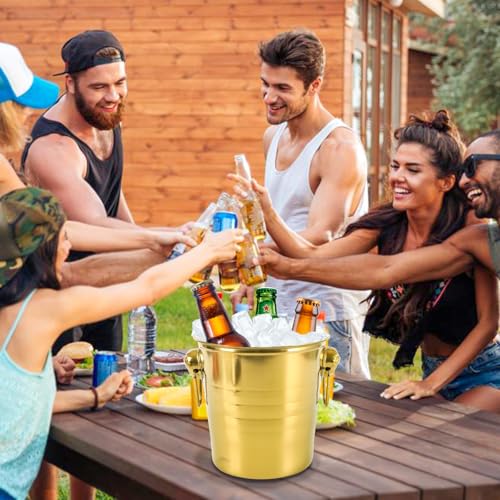 4 Pcs Stainless Steel Champagne Bucket, 3 Qt Double Wall Ice Bucket with Handles, Metal Wine Chiller for Champagne, Beer, ...