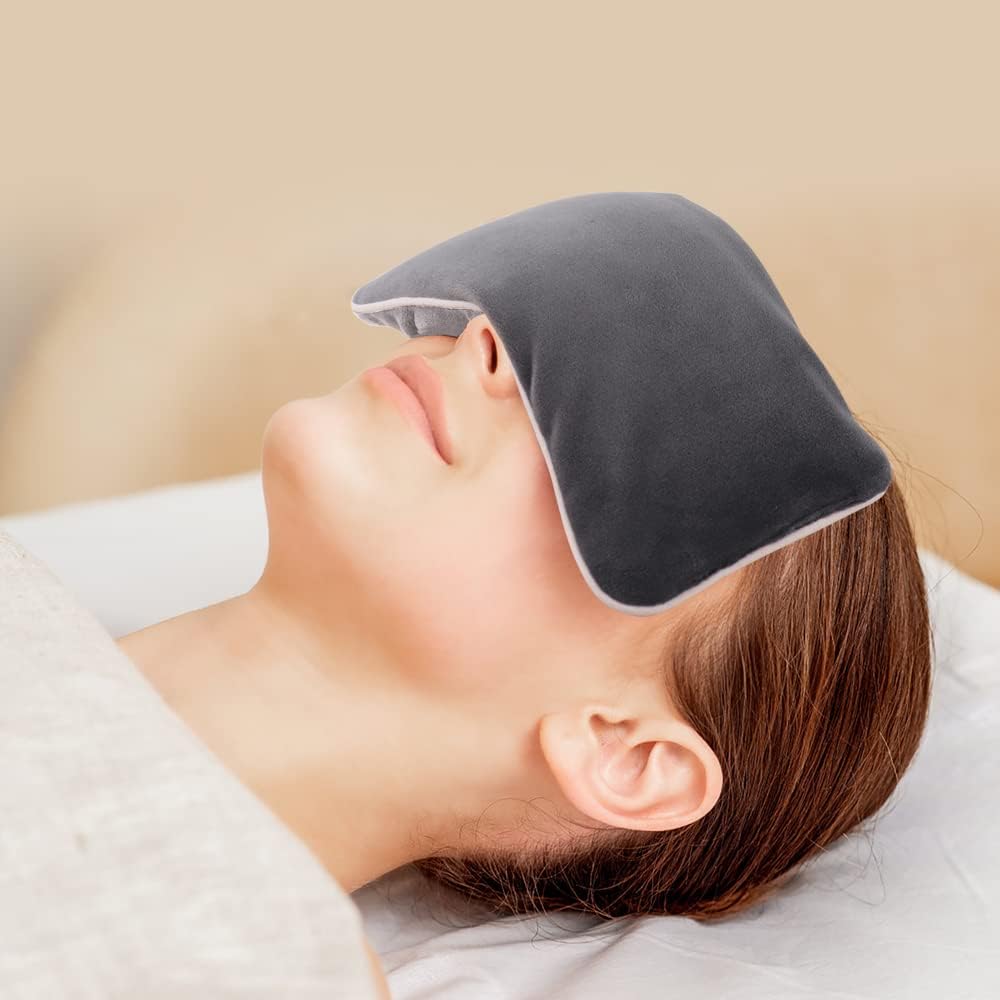 comfheat Unscented Weighted Eye Pillow for Yoga, Microwavable Moist Heat Eye Compress Mask with Washable Cover for Relaxation, Sleeping, Meditation, Yoga, Spa, Migraine Relief