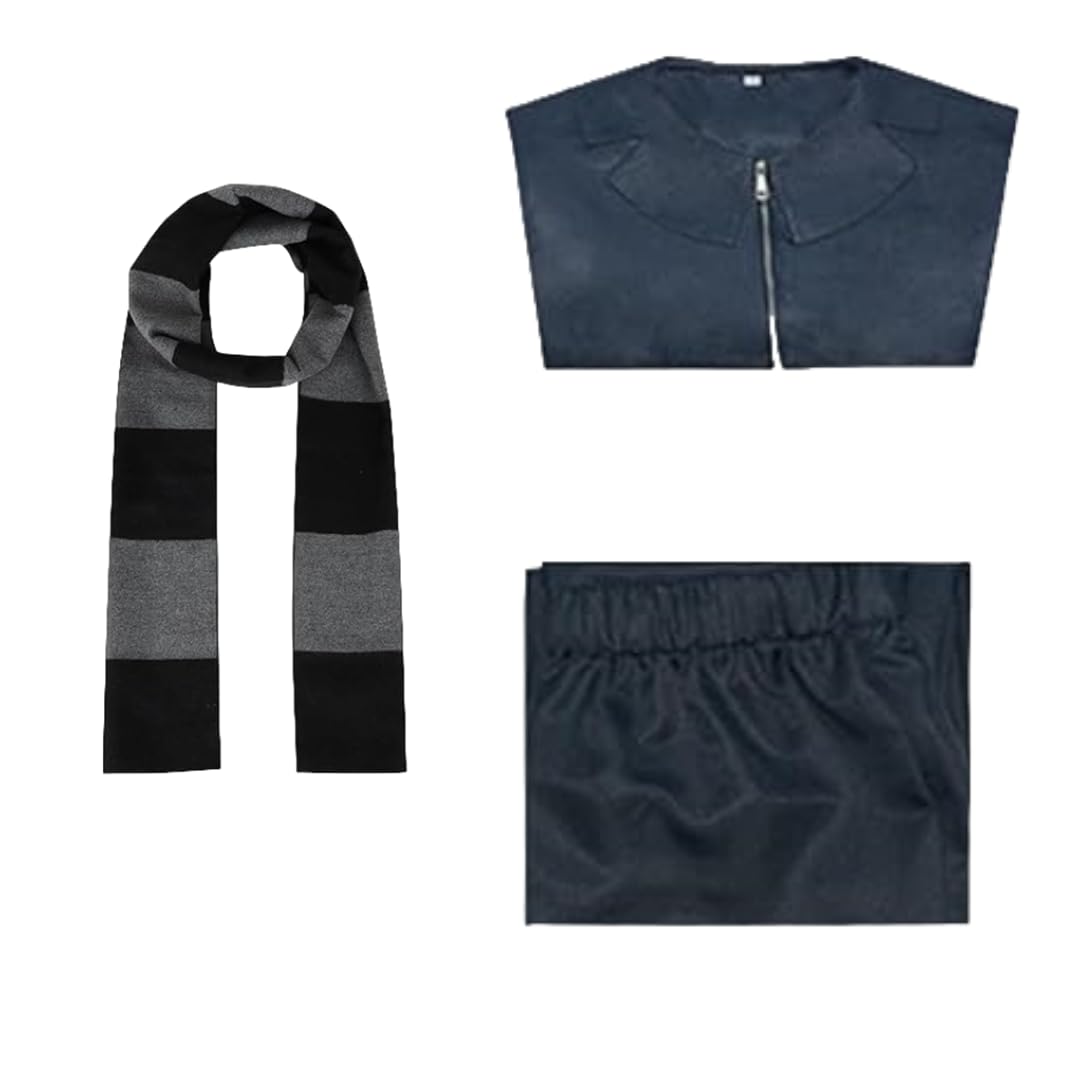 Buyoem Gru Costume Black Gray Striped Scarf Accessories Set for Halloween Cosplay - Adult Men (M)