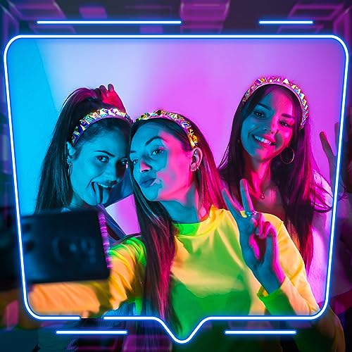 Tigeen Light up Headband LED Glow Headbands Glow in The Dark Headband LED Hair Accessories for Wedding Party Favor