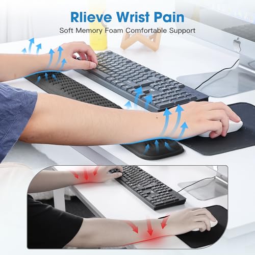 MEKASS Ergonomic Wrist Rest for Keyboard and Mouse, Soft Memory Foam Keyboard Wrist Rest Set with Non-Slip Silicone Base, ...