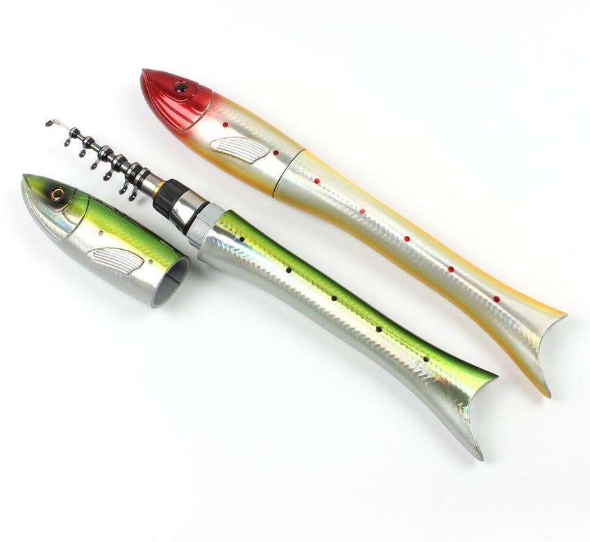 KTGCOZS 1.6m Individual Fish-Shaped Pen Rod Telescopic Carbon Fishing Rod Fish Shaped Mini Pocket Pen Sea Ice Fish