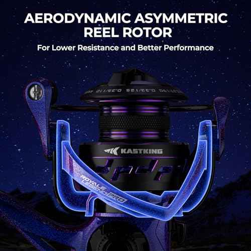 KastKing Royale Legend Pro Spinning Fishing Reel, Lightweight Yet Powerful, Digi-Cut Aluminum Gear, Aerodynamic Reel Rotor, 6.2:1 Gear Ratio, 25LBs Max Drag, TPE Handle Knobs, Unique Celestial Color