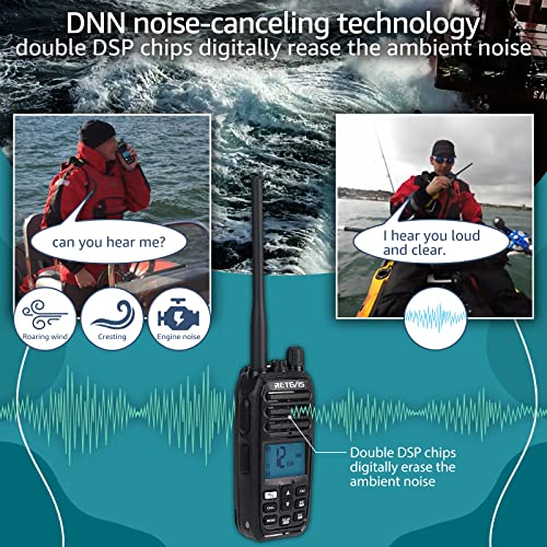 Retevis RM21 Handheld Marine Radio,IP67 Waterproof Floating Two Way Radio,Noise Cancelling Mic,1800mAh,Backlit LCD Display...
