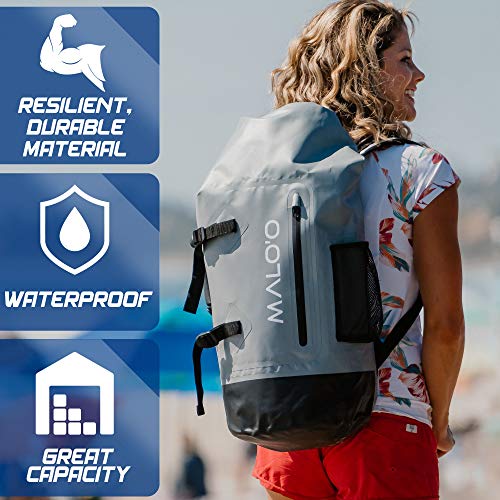 Malo'o 45L Waterproof Heavy Duty Backpack Dry Bags for Kayaking, Camping, Fishing, Hiking Daypack - Beach Accessories, Boa...
