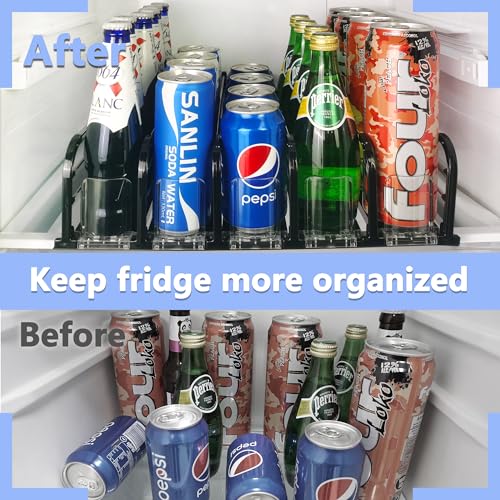 Yedyoi Drink Organizer for Fridge, Soda Can Organizer for Fridge, Self-Pushing Glide Drink Dispenser for Refrigerator-Hold...