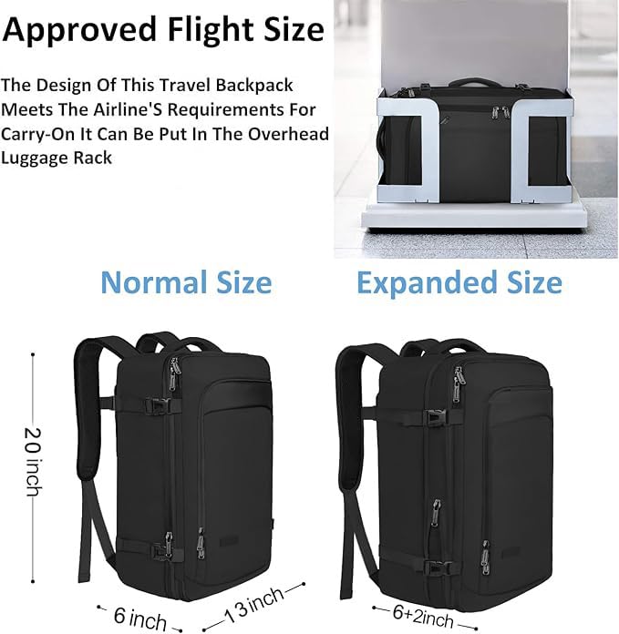 Vancropak Backpack for Men, Extra Large 50L Travel Backpack, Carry on Airplane Approved Luggage Bag with 3 Packing Cubes f...