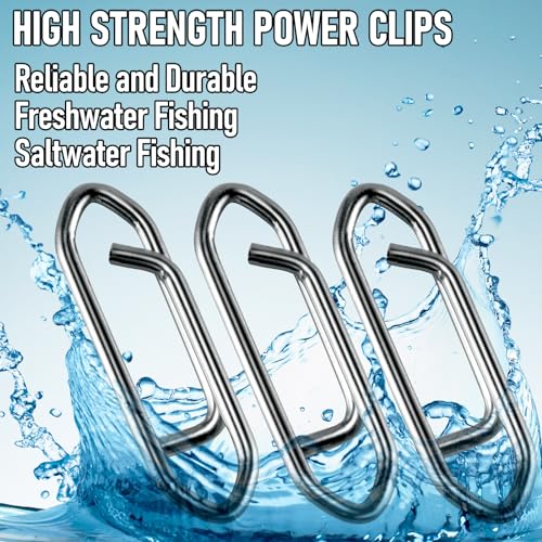 Alwonder 50-Pack Fishing Power Speed Clips, High Strength Stainless Steel Speed Clip for Fishing Lure Quick Change, Freshw...