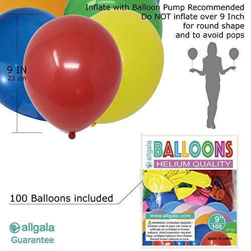 Allgala 100 Count 9 Inch Helium Grade Premium Latex Balloons for Birthday Feliz Cumpleaños Baby Shower Engagement Party We...